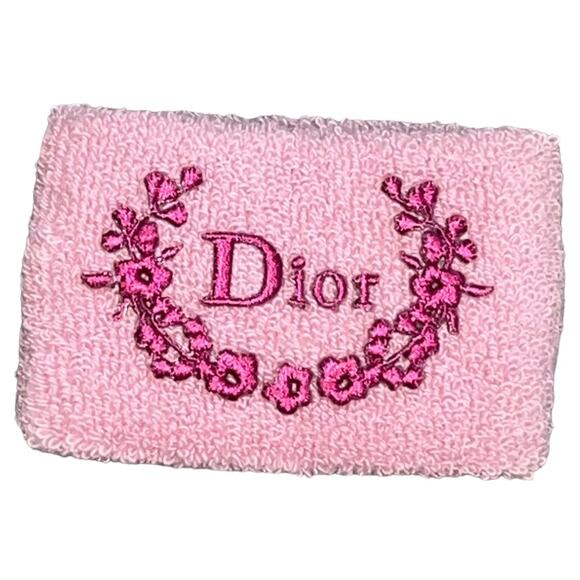VTG Christian Dior Pink Logo Terry Cloth Sweat Band Sport Wristband Bracelet - Picture 4 of 13